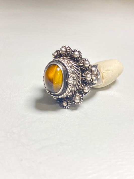 Tiger Eye poison ring Mexico sterling silver women girls