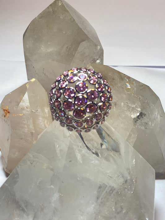 Dome ring size 6 pink ice cocktail sterling silver women girls