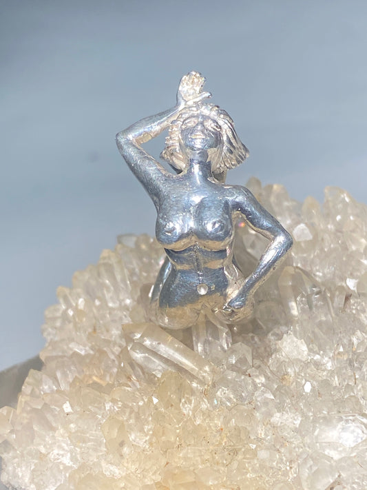 Naked woman ring size 4.50 nude lady figurative band sterling silver women