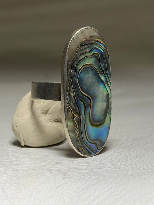 abalone ring long southwest women sterling silver adjustable