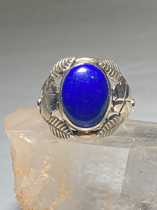 Blue Stone ring southwest leaves floral sterling silver women