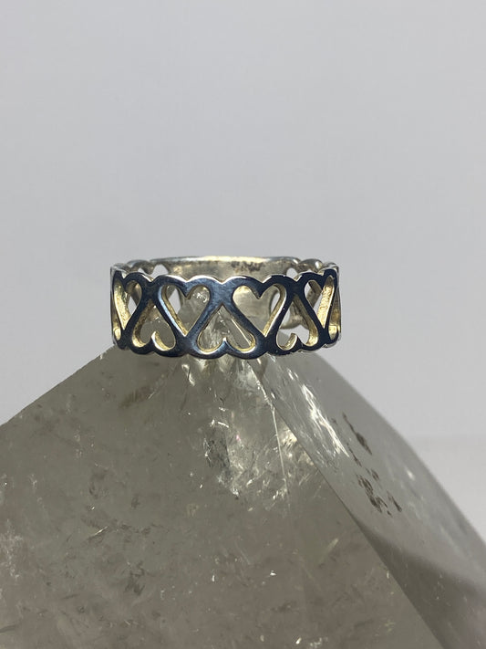 Heart ring love band slender ring sterling silver women girls