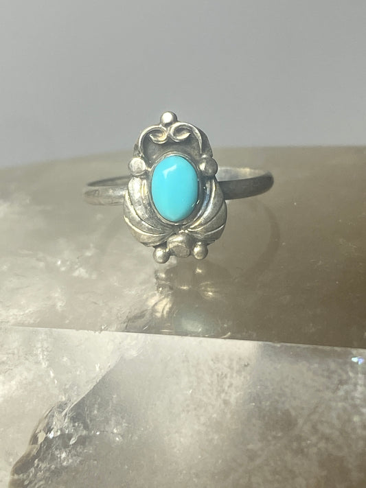 Turquoise ring size 2.75 leaves band southwest sterling silver women girls u