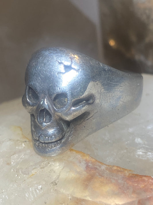 Skull ring size 13.50 biker band sterling silver women men