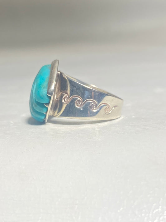 Carved shell size 9.75 clam band sterling silver women girls