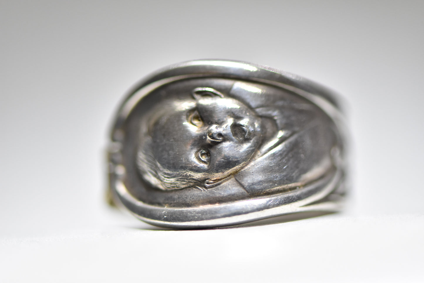 Gerber Spoon Ring Baby Band Sterling Silver Plate Women Size 7.50