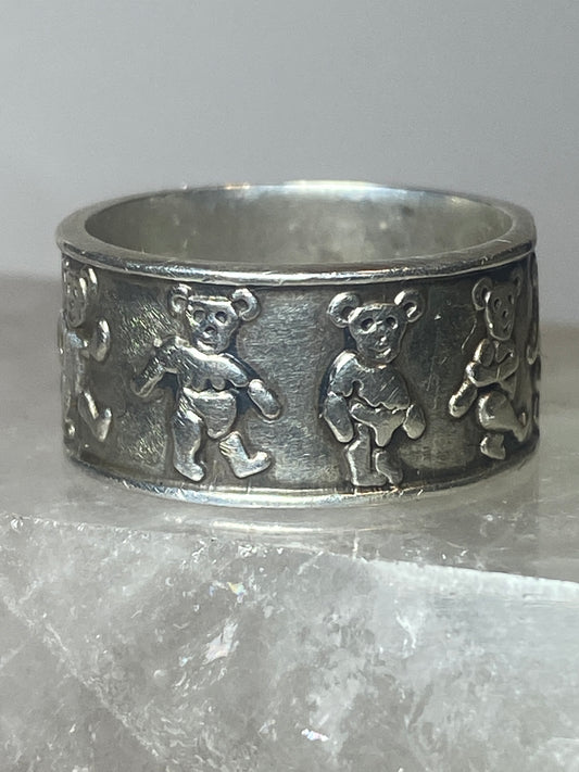Bears ring size 7.25 bear band sterling silver women men