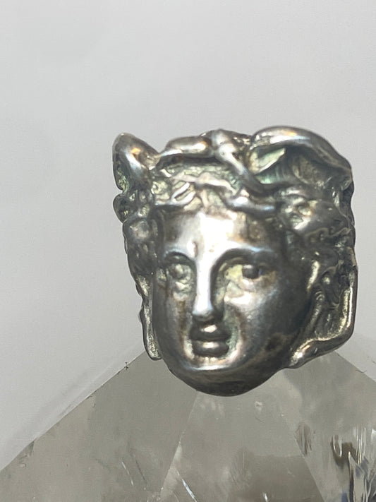 Face ring size 5.25 Art Deco sterling silver face with birds