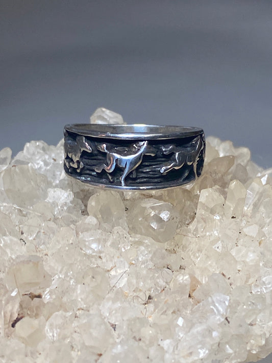 Horse ring horses cowgirl band pinky sterling silver southwest women girls b