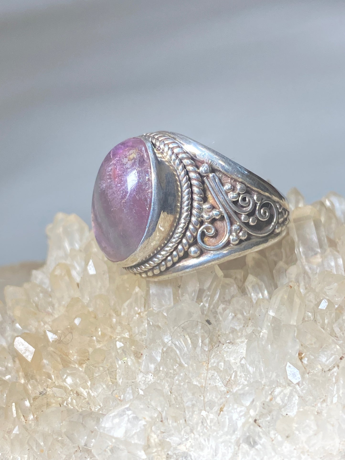 Fluorite ring size 6 shades of purple sterling silver women girls