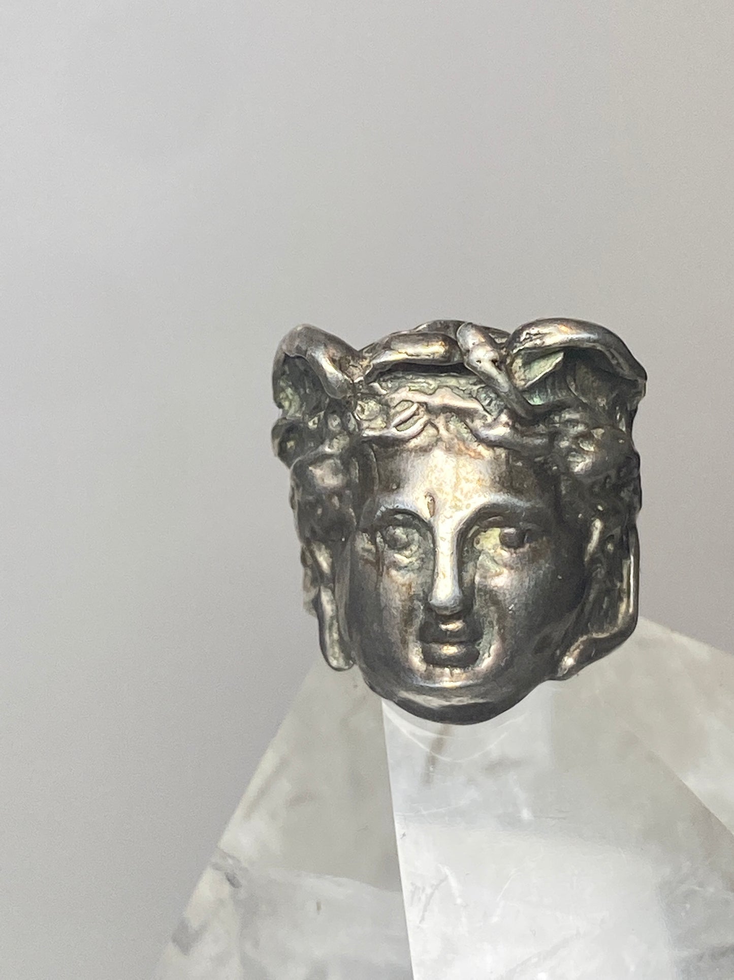 Face ring size 5.25 Art Deco sterling silver face with birds