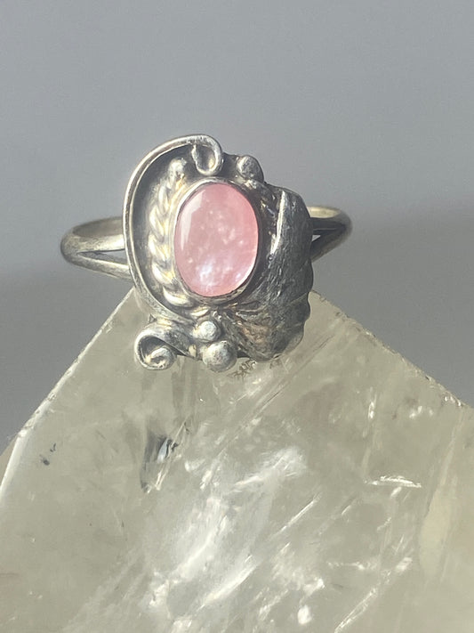 Mother of Pearl ring southwest pinky floral leaves blossom baby children women girls b