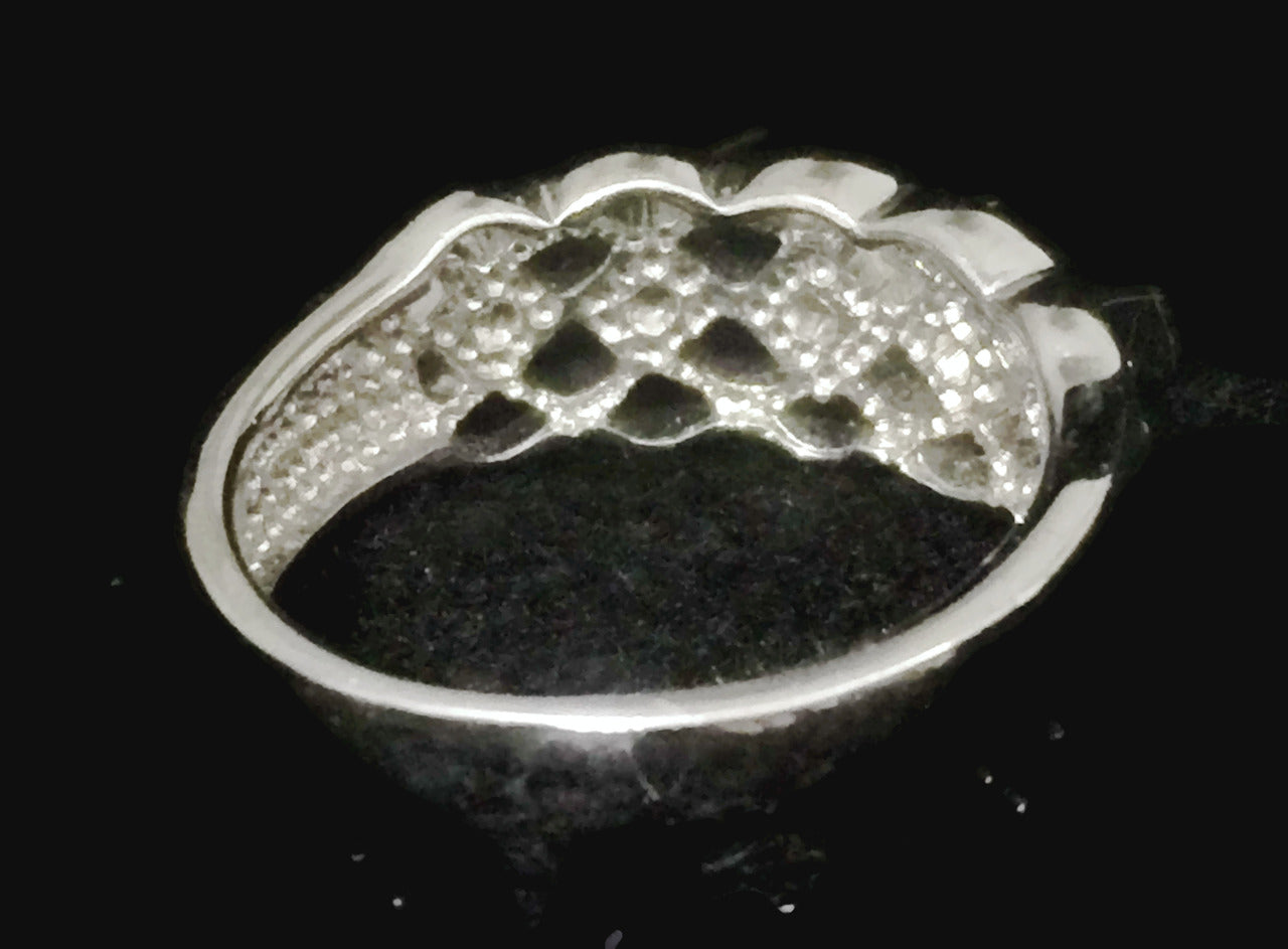 Vintage CZ Ring Cocktail Eternity Sterling Silver Size 9