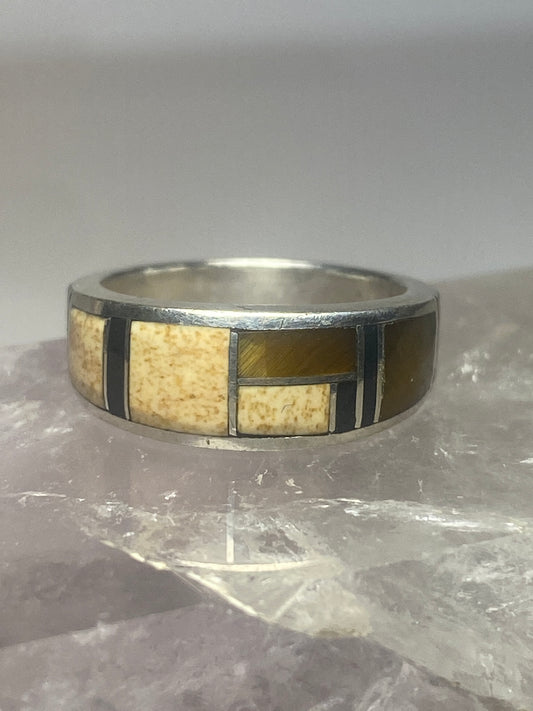Tiger eye ring southwest band pinky sterling silver women girls