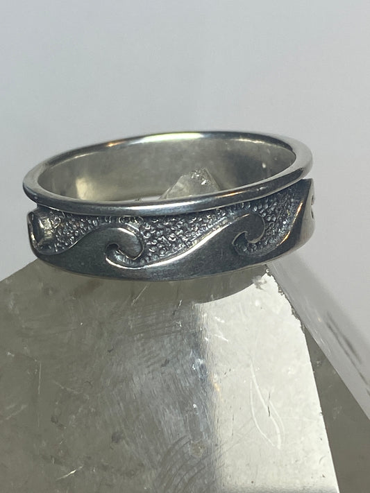 Wave ring waves surfer ocean band sterling silver women girls