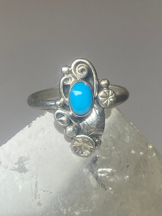 Turquoise ring southwest pinky floral leaves blossom baby children women girls s