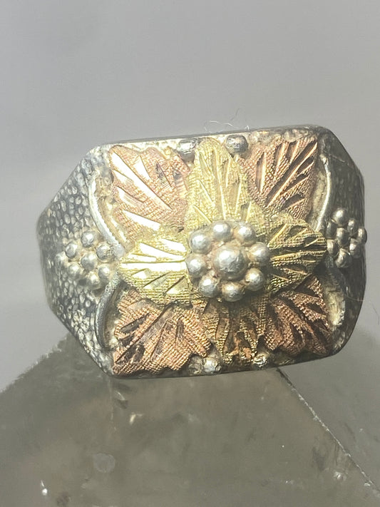 Black Hills Gold ring size 9.50 floral band sterling silver men women band