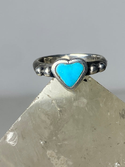Heart ring turquoise southwest love Valentine baby pinky band sterling silver women girl