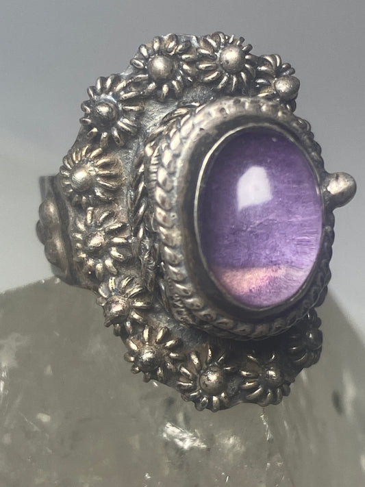 Poison ring Amethyst Mexico sterling silver women