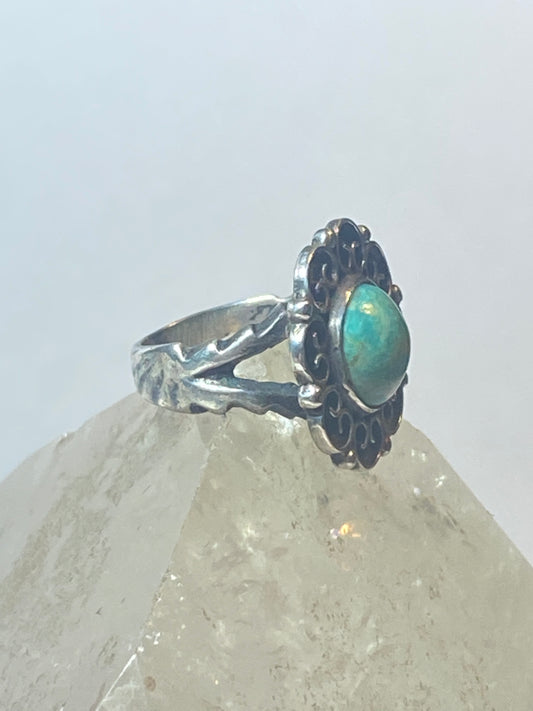 Baby ring floral Mexico greenish stone sterling pinky silver women girls