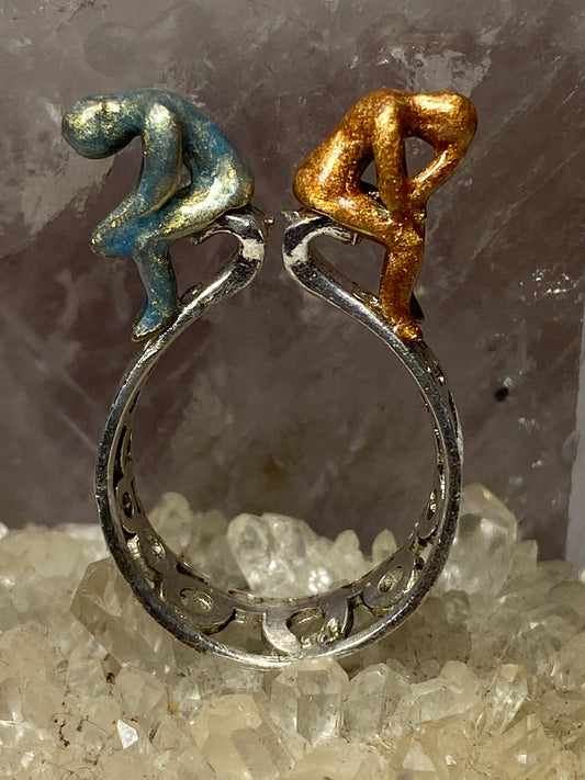 Nude Couple ring lady man The Thinkers band sterling silver women