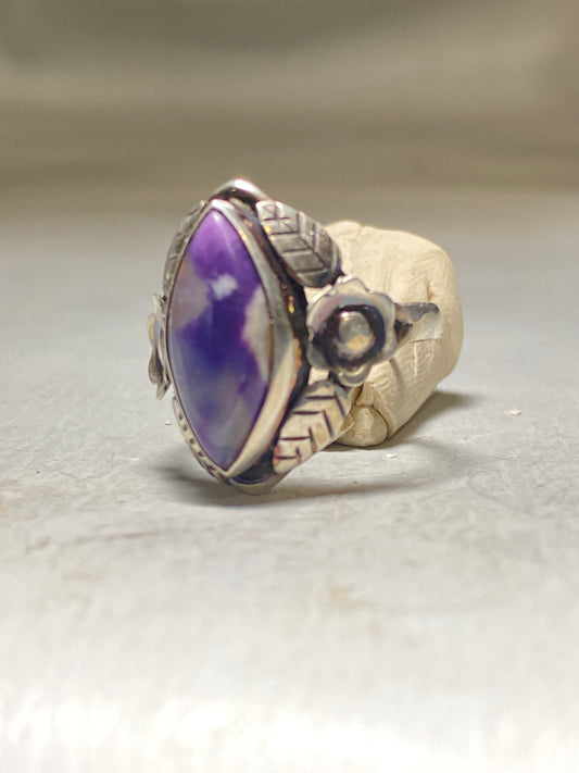 Purple ring squash blossom floral sterling silver women girls