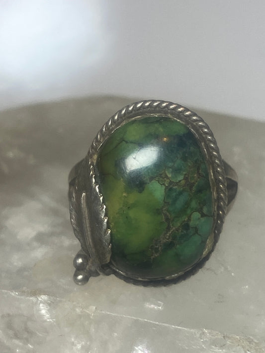 Turquoise ? ring size 7.50 leaves southwest band sterling silver women