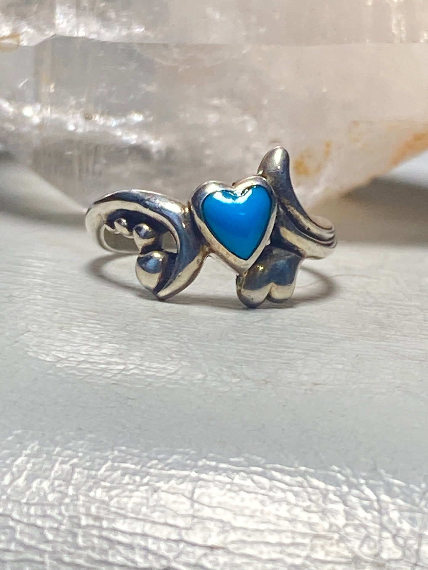 Turquoise Ring Heart pinky southwest sterling silver women girls