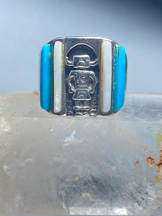 Kachina ring Turquoise MOP mud southwest sterling silver women men