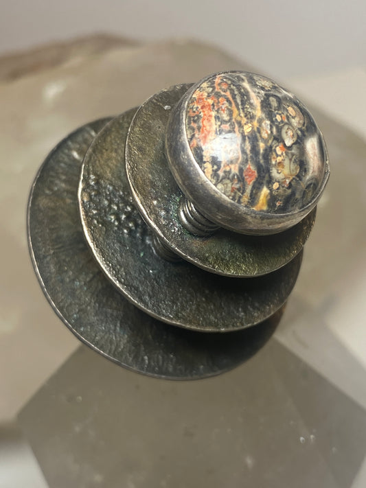 Bumblebee jasper ring statement boho band size 7 sterling silver