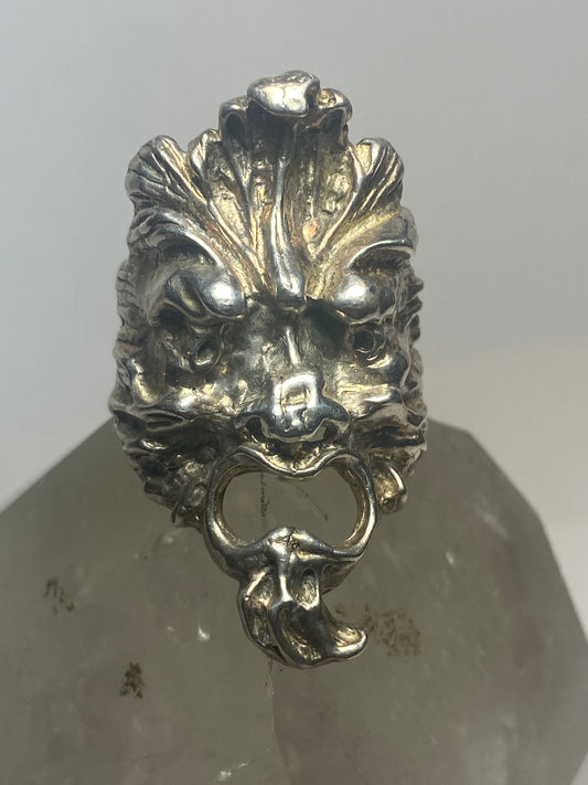 Gargoyle ring North Wind face band sterling silver women men