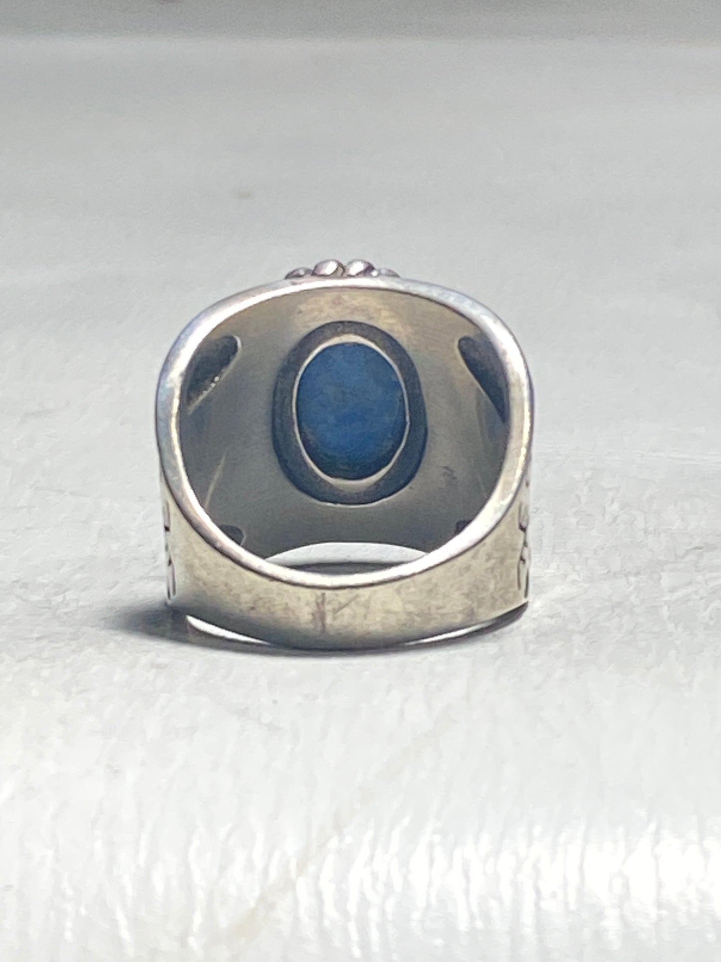 Pollack ring blue stone cigar band sterling silver women