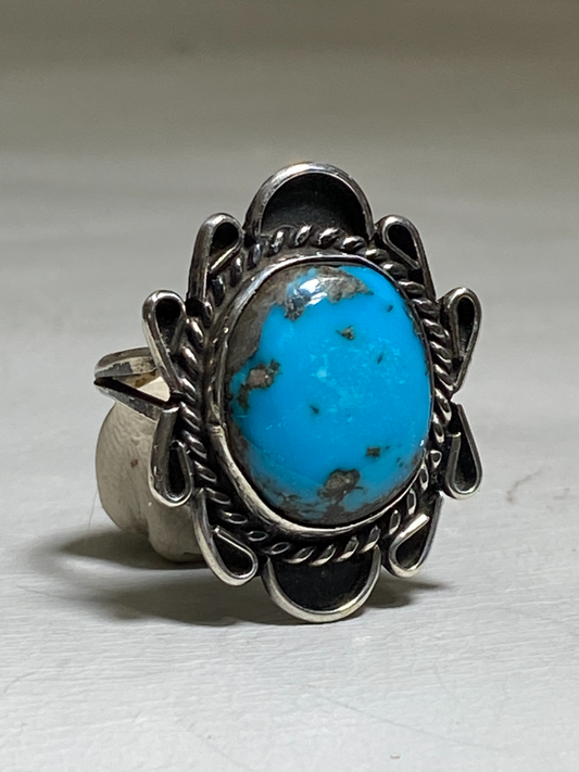 Turquoise ring Navajo women sterling silver