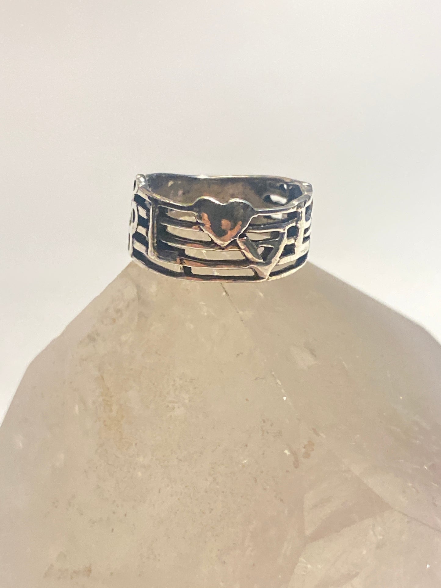 Love ring pinky band musical notes band sterling silver