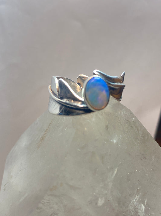 Opal ring feather band southwest sterling silver girls women