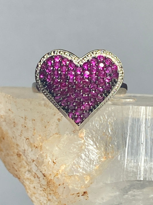 Heart ring red valentine ring love cocktail sterling silver women girls