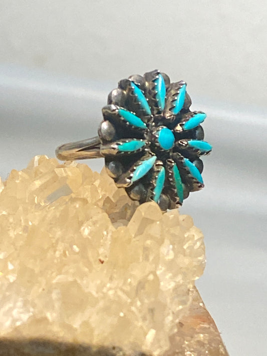 Turquoise ring size 6 Zuni petite point flower southwest sterling silver women girls