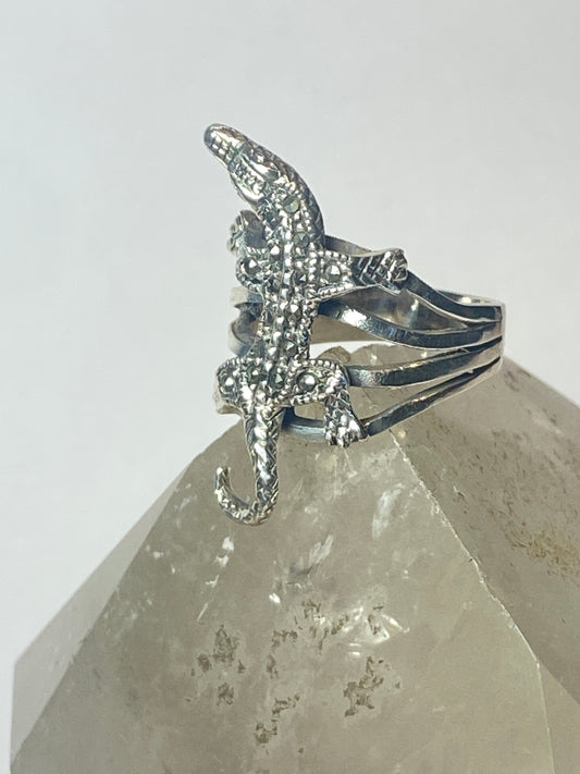 Lizard ring marcasites sterling silver women girls