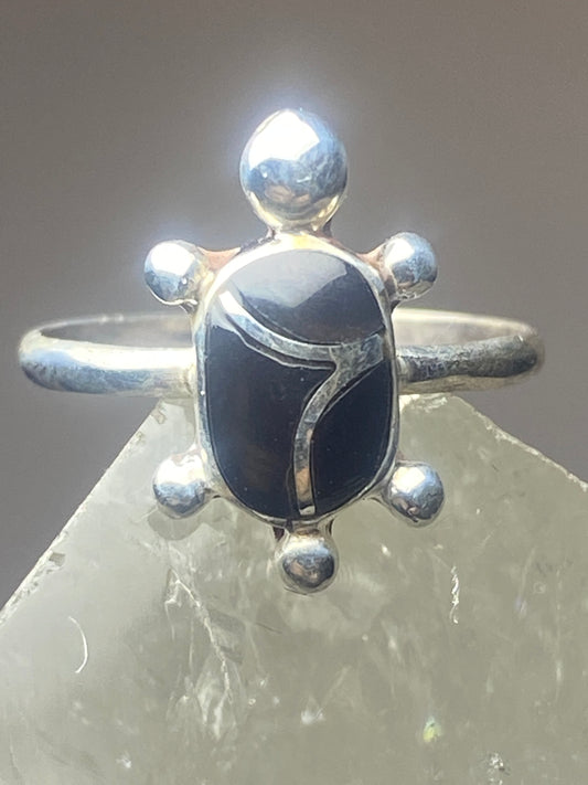 Turtle ring onyx southwest sterling silver women girls df