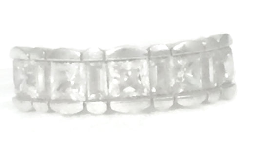 Vintage Ring Eternity Clear CZ Crystal Sterling Silver Size 5.50