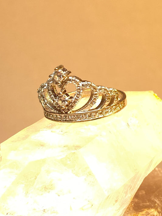 Crown ring princess tiara sterling silver women