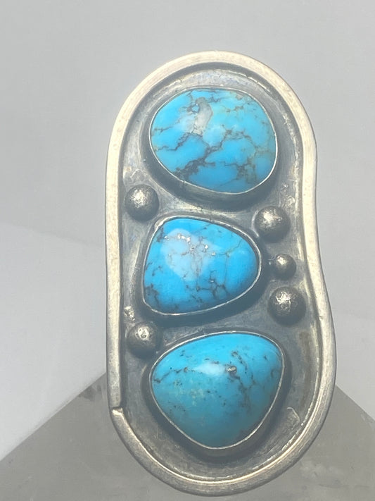 Navajo Ring long turquoise southwest sterling silver women