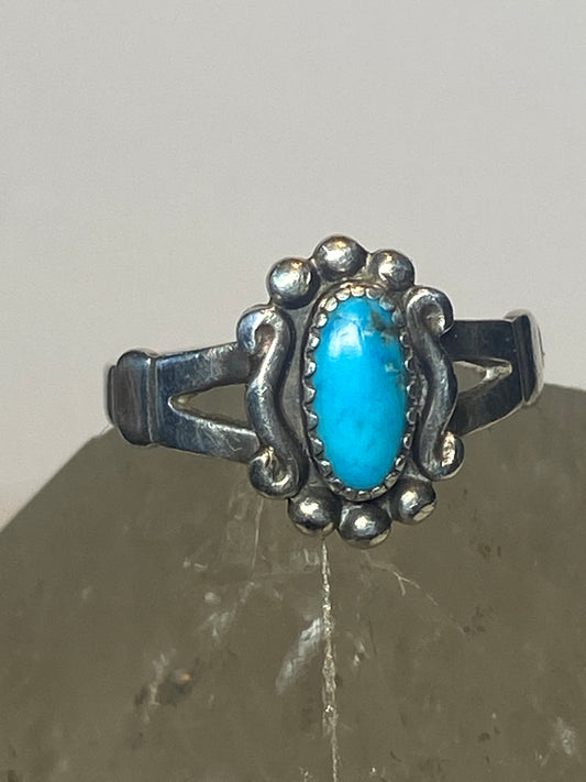 Turquoise ring pinky band Navajo sterling silver women girls