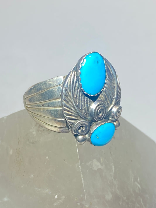 turquoise ring Navajo southwest feathers spiral sterling silver women men