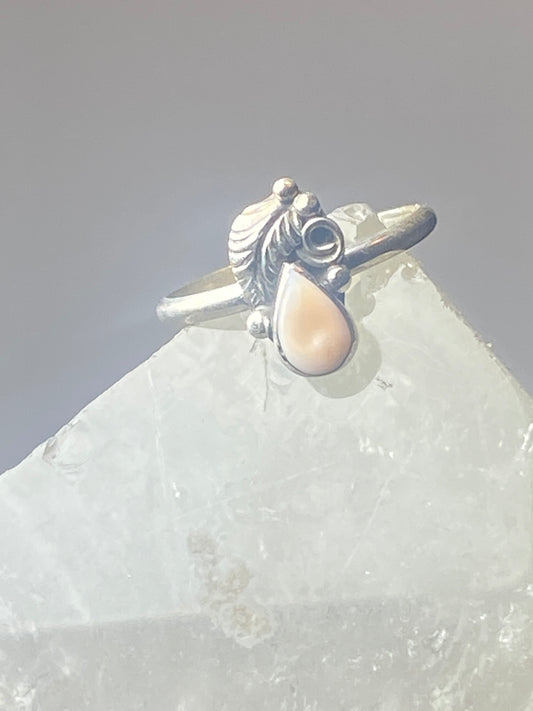 Mother of pearl Ring leaf teardrop southwest pinky sterling silver women girl m
