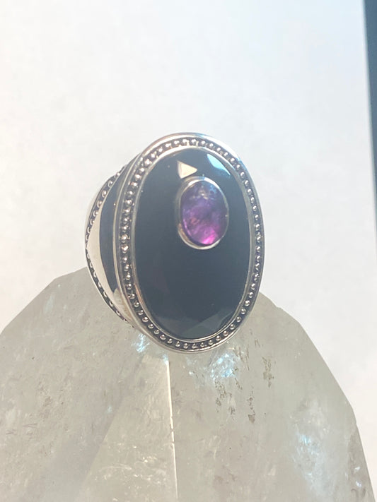 Onyx ring size 6.75 amethyst southwest band sterling silver women men
