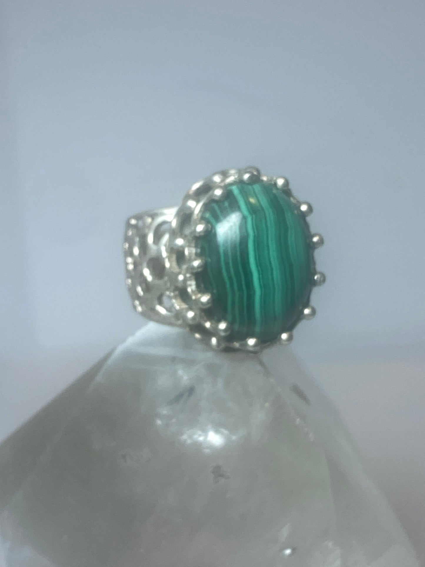 Malachite ring southwest boho band sterling silver women girls