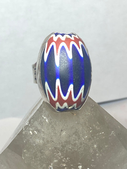 Chevron ring size 10.25 trade bead Navajo southwest sterling silver women