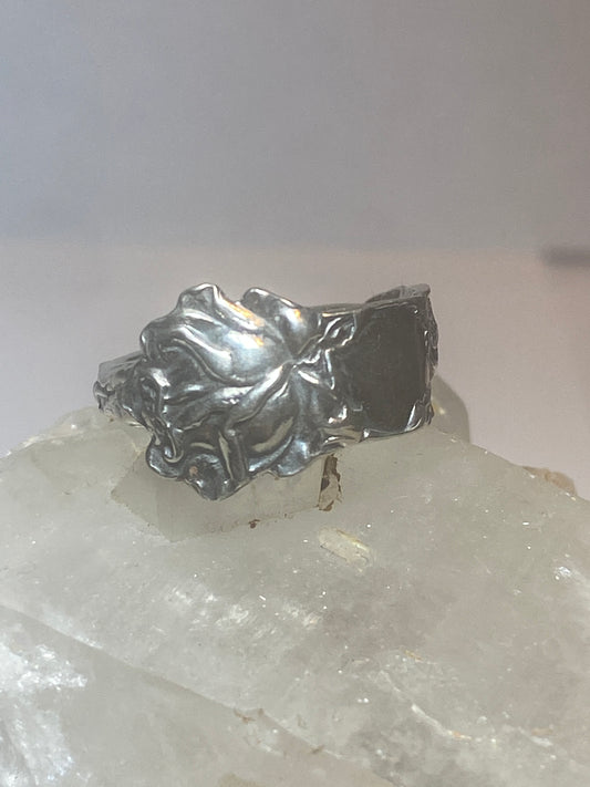 Rose spoon ring flower rose floral band sterling silver women girls