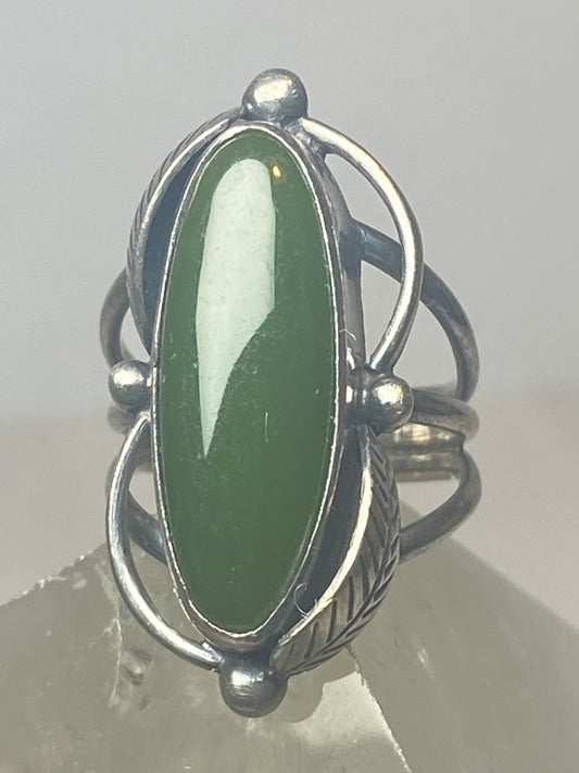 Deep Green ring southwest pinky leaf sterling silver women girls